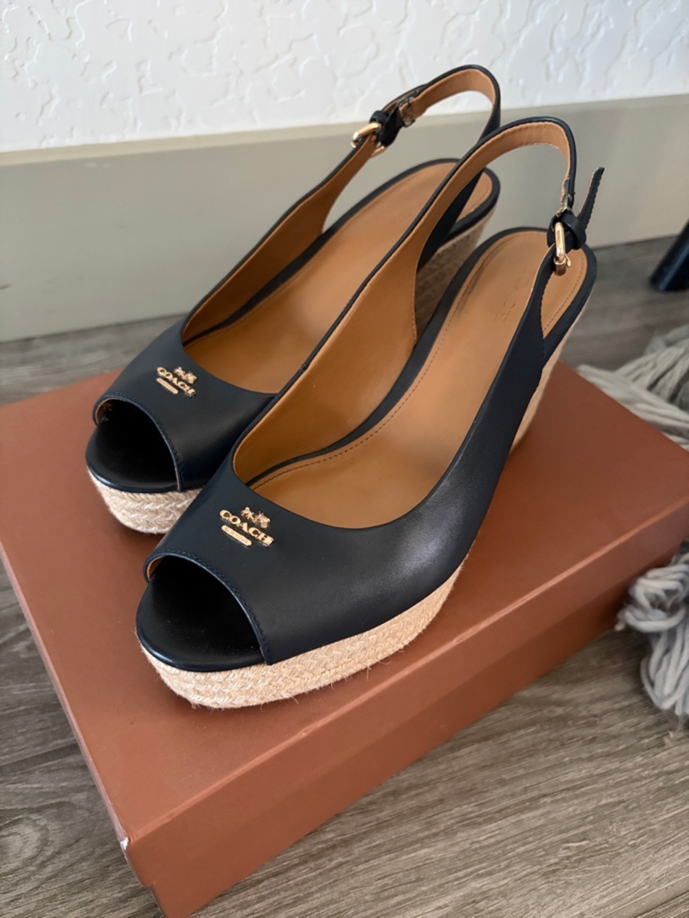 Coach Navy Wedges